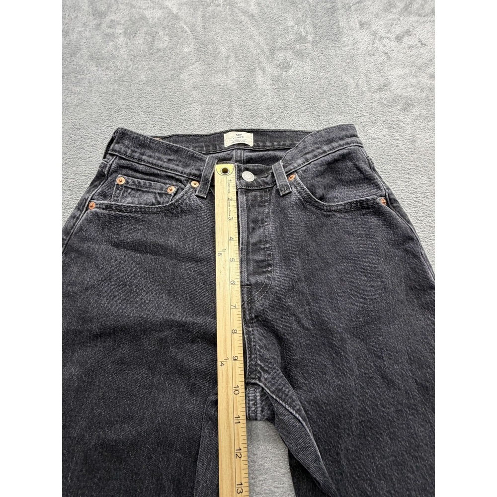 Levi's 501 Jeans Womens Measured 28x29 Black Curvy Straight High Rise Charcoal - Picture 3 of 10